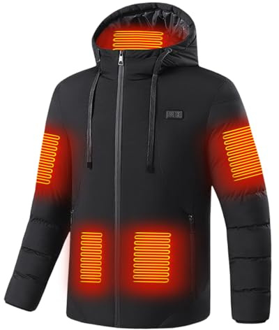 Wyongtao Veste Chauffante Homme Femmes Usb Intelligent Manteau Chauffant À Capuche Hiver Chaud Parka Manteau Chauffant Imperméable Coupe-Vent Blouson De Chasse Thermique Électriques De Plein Air