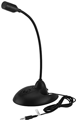 BAFOVY Flexibel Svanhalsmikrofon Karaokemikrofon Stereoinspelningsmikrofon med Bakgrundsljudavstängning för Kontorsmöten Onlinechatt (BLACK)
