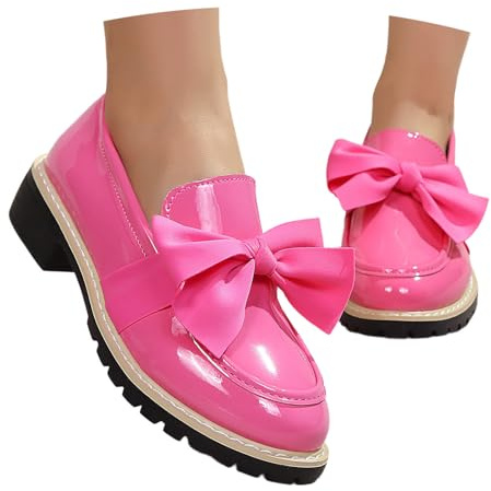 Mocassins polyvalents avec semelle haute au design britannique classique, chaussures de loisirs simples et unies pour toute la journée, Rose, 42 EU