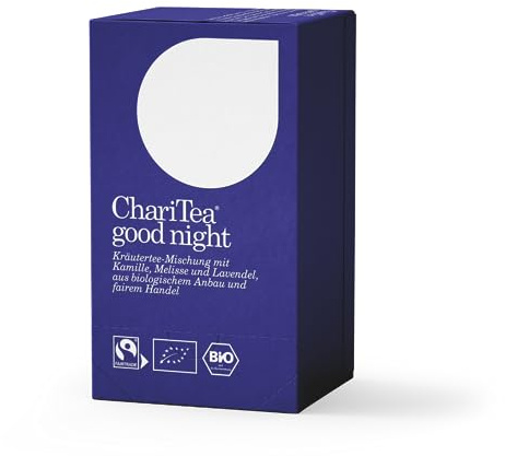 ChariTea Good Night in Beutel - 20 Teebeutel je Packung - Bio Entspannungstee, Abendtee - Fair Trade, Vegan