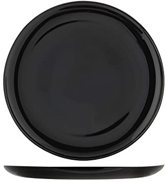 H&H Confección de 6 Platos de Pizza, de Cristal, Negro Opalino, de 32 cm