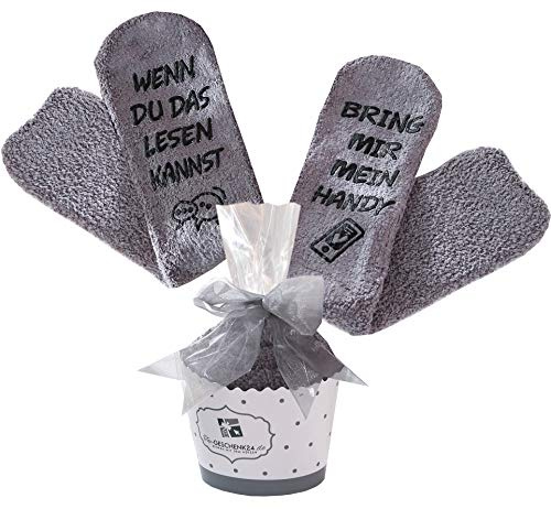 Top-Geschenk24.de Handy Socken, Geschenke für Frauen, ausgefallene Geschenkidee zum Muttertag, WENN DU DAS LESEN KANNST BRING MIR HANDY, Geburtstagsgeschenke für Freundin, Schwester