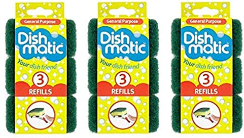 Dishmatic Cleaning Sponge, Foam, Green, 9 Count (Pack of 1)