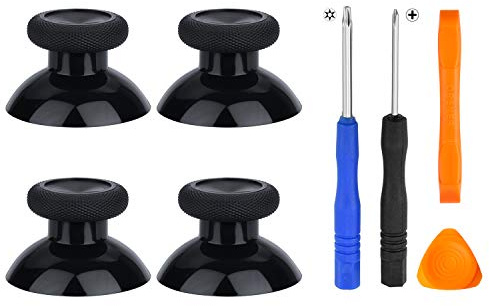 4 Stück Thumbsticks Joysticks für Xbox One, Xbox One X/S, PS4 Controller | Black Analogue Handlemit Screwdriver, Replacement tool und Hebel