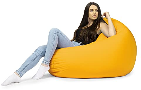 chilly pilley Beanbag Sillón con Relleno De Cuentas De Eps Beanbag Gigante para Interiores Y Exteriores Impermeable Multifuncional para Niños Y Adultos Muchos Colores (Amarillo, Ø 100 cm)