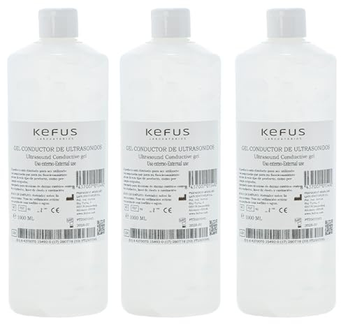 KEFUS Gel Conductor Ultrasonidos 3000 ml | Uso Sanitario y Estético para Ecografía, IPL, Radiofrecuencia y Cavitación | Alta Conductividad | Botella Profesional con Tapón Dosificador