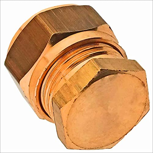 MegaHaustechnik Schraubfitting Kupferrohr, Stopfen Endstück, 18mm | Messing Klemmringverschraubung, Trinkwasser geeignet, für Rohr-Außendurchmesser 18mm, Verschluß Deckel Kappe