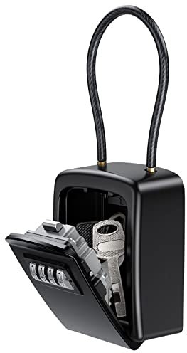 Brifit Schlüsseltresor, Schlüsselsafe mit Zahlencode Außen, Rostfrei Schlüsselbox mit Zahlenkombination, Kombinationsschlüssel Safe für Haus, Garage, Schule Ersatz Haus Schlüssel - Schwarz