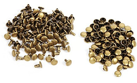Joyzan Rundnieten Metall Nieten, 100 Satz Leder Nieten Doppelkappen Druckknopf DIY Handwerk Reparieren Dekoration Snap Fastener Doppel Cap Rivet Rohr Metallbolzen Kit Tasche Schuhe Spike Reparaturen