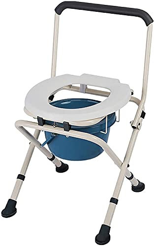 Samnuerly Camping-Toilettenstuhl mit Eimer – zusammenklappbare Mobile Nachtkommode aus Metall – für Reisen und Outdoor-Camping