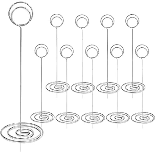 RONTEDA Table Number Holders 10Pcs - 8.75 inch Tall Table Number Stands Place Card Holder for Wedding Party Graduation Reception Restaurant Home Photo Picture Office Memo (Silver, 8.75)