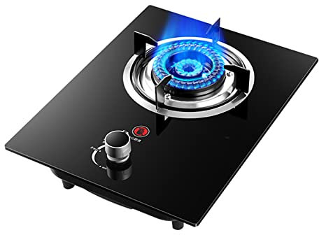 IBOWZ Plaque de Cuisson Gaz Table de Cuisson à gaz 33 cm Table de Cuisson à gaz à 1 brûleurs,Plaque de Cuisson à gaz en Verre trempé Noir,avec Protection Anti-Extinction et Bouton de sécurité pour