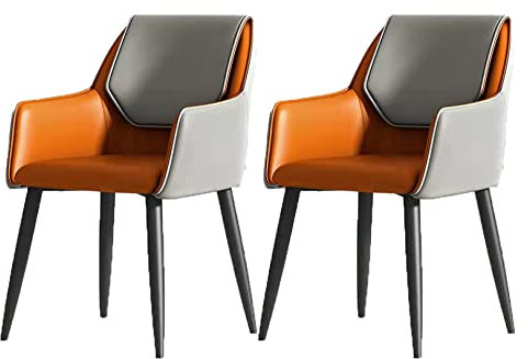 Esszimmer-Küchenstühle mit weichem PU-Leder-Kissensitz und Metallbeinen Set mit 2 Beistellstühlen für Wohnzimmer-Esszimmerstühle