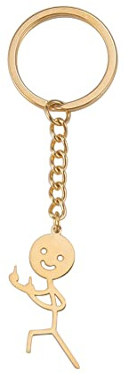 Dreamtimes Lustiges Skelett Smiley kleiner Mann Gebärdensprache Schlüsselanhänger Nette Trend Tasche Auto Schlüssel Anhänger Paar Geschenk Schlüsselanhänger