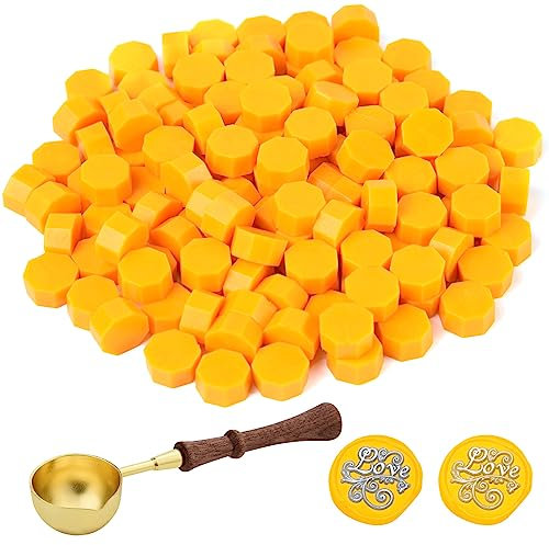 ASTARON 300 Pcs Wax Seal Beads with Melting Spoon - Octagon Sealing Kit for Invitations, Cards, Envelopes, Wine Packages and Gift Wrapping - Multiple Color Options