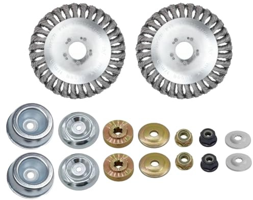 2x Trade-Shop Entrostender Stahldraht-Bürste Unkrautbürste Bürstenkopf 15cm x 2,54cm inkl. Adapter-Set kompatibel mit Stihl FS-55 FS-56 FS-80 FS-85 FS-90R FS-100 F-108