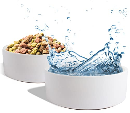 Hundenapf Keramik Doppelnapf Hund Katze| Blanco Napf-Set mit/ohne Ständer| Futternapf Fressnapf Trinknapf für große kleine mittelgroße Hunde Katzen Futterstation (1300ml x2)