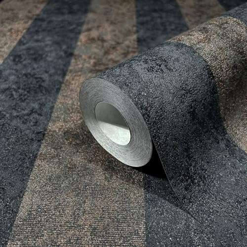marburg Tapete Schwarz Braun Streifen Streifen Klassisch GZSZ für Wohnzimmer oder Schlafzimmer Made in Germany 10,05 x 0,53m