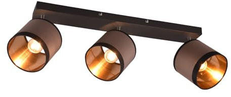 meineWunschleuchte Wand- & Deckenstrahler 3-flammig mit Stoffschirmen in Taupe/Gold, Breite 58cm