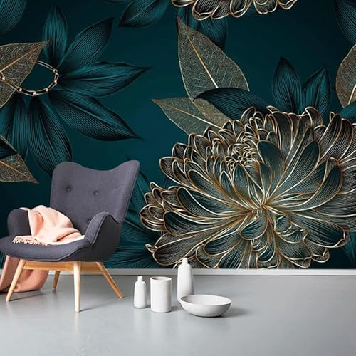 Papier Peint Résumé Vert Foncé Papier Peint Panoramique Papier Peint Intissé pour Salon Chambre Couloir Tapisserie Murales Papier Peint 3d Papier Peint Décoratif Murale 274x254cm