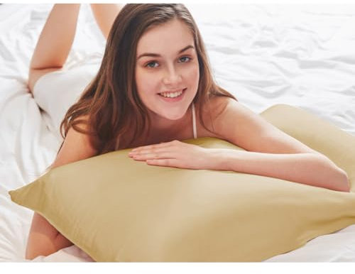 Copper Pillowcase with 100% Copper Fiber, Prevents Crow's Feet, Forehead Wrinkles, Fine Lines & Hair Smoothing, Silk Like Soft Pillow Cover (18.5 in × 27.5 in)
