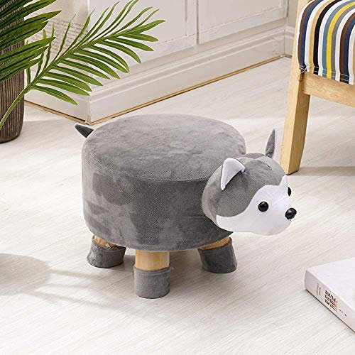 Generisch Zebra-Massivholz-gepolsterter Ottoman-Fußhocker, Couchtisch, Sofa, Eingangsbank, Wohnzimmer, Moderne hellgraue Polsterung, Tier-Fußhocker (Farbe: Elefant) (Hund