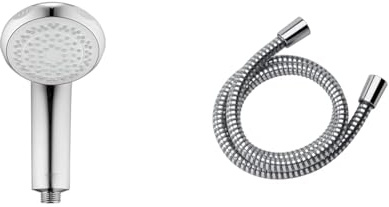 Mira Showers Logic Showerhead Handheld 4 Spray Showerhead Chrome 2.1605.176 & Showers Zest Universal Shower Hose 1.5m - Chrome