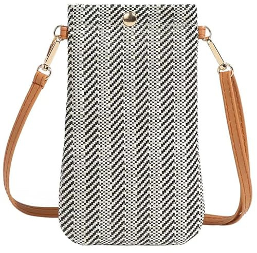 HATOFES Handytasche Zum Umhängen Damen,Umhängetasche Klein, Strohtaschen für Frauen Crossbody Strand Tasche, Handy Schultertasche mit Langem Gurt für Mädchen,straw beach bag