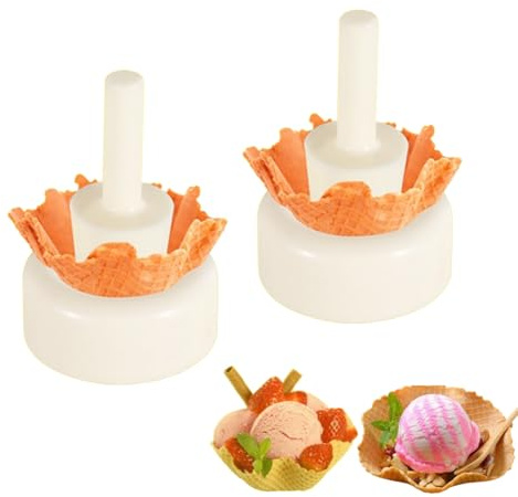 Rullo per cono di cialda, 2 pezzi Stampo per cono di cialda croccante Kit per rotolare il gelato Ciotola per cialde a forma di cestino Stampo a cono per gelatiera Strumento per