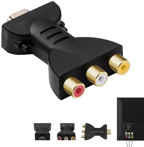Eiaigky HDMI to AV RGB RCA Converter, 1080P HDMI to 3 RGB Adapter, High Definition AV Video Adapter with Gold-Plated Interface, Universal Plug & Play Compatible with TV, Laptop, Xbox, PS3, DVD