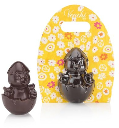 Venchi - Pollito de Chocolate Negro 60%, Sin Gluten, Vegano, 100 g, Colección de Pascua, Idea Regalo