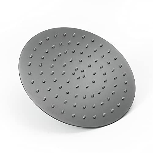 Gun Grey Edelstahl Regenduschkopf Ultradünnes Design Fester Duschkopf mit Ganzkörperabdeckung Silikondüsen Wasserfall-Effekt 16 Zoll (Grau 12 Zoll)