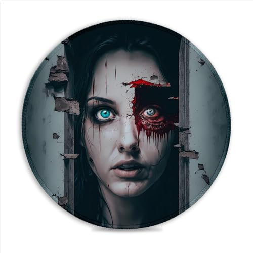 Tappetino per mouse portatile Horror Art (20 x 20) cm 7.87 (in) Tappetino per mouse rotondo gioco qualità superiore bordi cuciti tappetino mouse compatibile con mouse laser e ottici