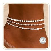 ZHESHY Gold/Silber Fußkettchen Für Damen Silber 925 Layered Fussketten Für Frauen Mit Herz Tennis CZ Anhänger Verstellbare Stapelbare Wasserfester Handmade Fußkette Sommer Strand Schmuck Set Geschenk