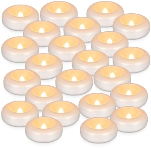CAKETYCG 24Pack Waterproof Flameless Floating Tealights, 120+Hour Warm White Battery Flickering LED Tea Lights Candles - Wedding, Party, Centerpiece, Pool & SPA.