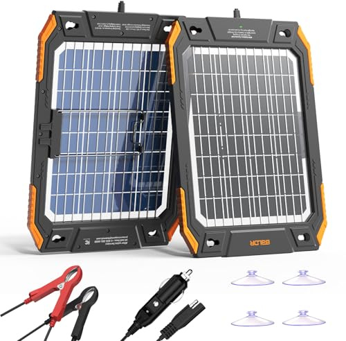 BALDR 12V 13W Solar Car Battery Charger, MPPT Technology, IP67 Waterproof, Double Sided Battery Maintainer for Car, Boat, Lawnmower, Trailer.