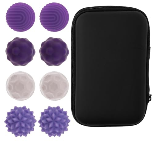 8 Stück Magnetische Bälle,Akupressur Ball aus Silikon,Kompakt Tragbares Motorikspielzeug mit Aufbewahrungsbox,Magnetische Toys mit Multi Textur,Silikon Sensorik Spielzeug(Violett)