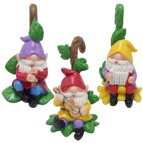 yeeplant Lot de 3 nains de jardin solaires en résine peints à la main pour décoration extérieure