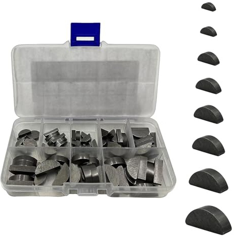 Juego de Chavetas de Media Luna 80 pieza Llave Woodruff 3-4-5-6 mm Juego Surtido Llaves Manivela 8 Tamaños para Sujetadores Industria Mecánica | Media Luna Cuña de Arrastre de Muelle de Disco Surtido Set Para Poleas de Volante Cigüeñal Llave