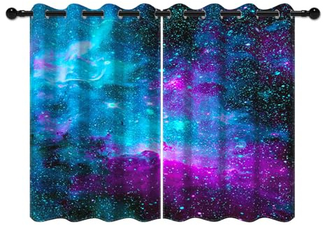 YONGFOTO 107x160cm Nebulosa Viola Blu Tende Oscuranti Universo Galassia Via Lattea a tema spazio Esterno Tende Finestra per da letto per Bambini Ragazza Ragazzo Camera Arredamento, 2 pannelli