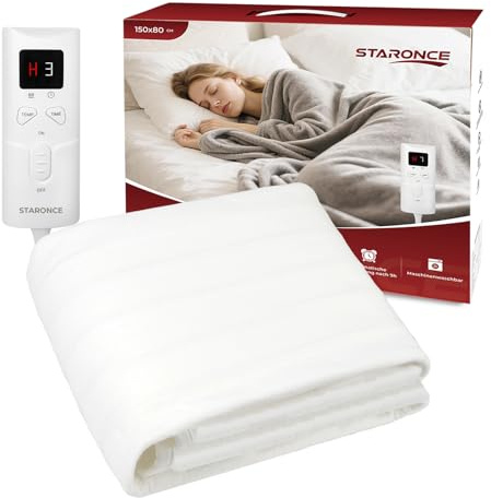 staronce Heizdecke 150x80 cm, Heizunterbett, Wärmeunterbett mit 10 Heizstufen, Abschaltautomatik, Überhitzungsschutz, Maschinenwaschbar für wohlige Wärme Wärmedecke