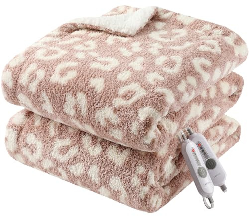 GarveeHome Heated Blanket Queen Size, Electric Blanket Dual Control Soft Double Sherpa with 4 Heating Levels & 10 Hours Auto Off, Overheat Protection, Machine Washable, ETL Certification, Pink 84x90