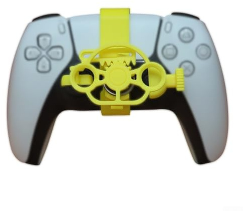 BlissfulAbode Mini volant de jeu de course 3D, contrôleur de volant compact pour PS5, jeu dynamique amusant, mini contrôleur de volant de course (jaune)