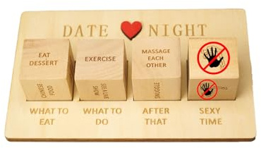 HUVZOR Set di dadi in legno per coppie, riutilizzabili, per appuntamento notturno, idea regalo per San Valentino, compleanno, anniversario