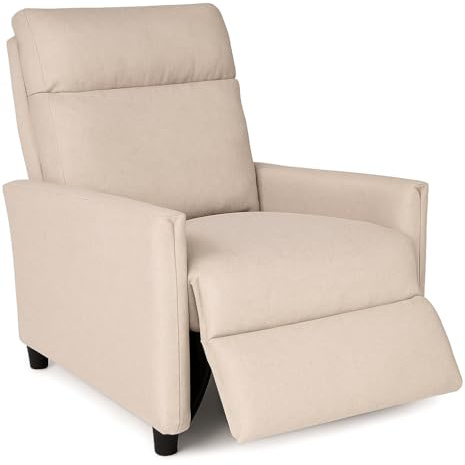 SHIITO | Sillón Reclinable Manual Duna JC, Tapizado en Tela Gris, Respaldo Alto con 3 Posiciones, 100 x 80 x 66 cm, para Salón y Dormitorio