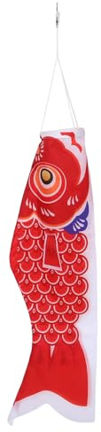 Gatuida Bandiera a vento giapponese con pesce, bandiera a vento giapponese con carpa koi, da appendere in giardino per festival all'aperto e giardino, 39,30 x 10,22 x 0,08 pollici, rosso