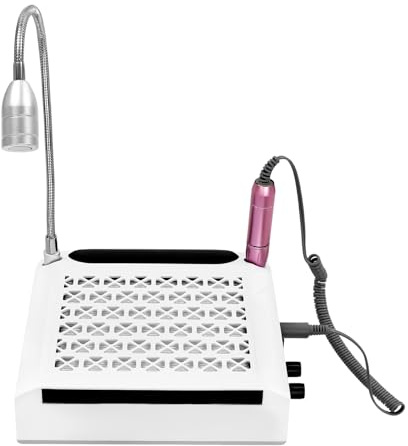 4-i-1-nagelmaskin, 80 W elektrisk nagelfräs, professionell nagelmaskin med ljus, sliphuvud, adapter, handtag, nagelborr 6 000 K färgtemperatur, vit, 23 x 23 x 7 cm, för pedikyr manikyr