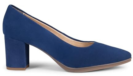 Zapatos de tacón Medio en Piel de Ante Marino, EU 35