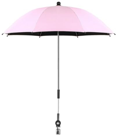 Fenteer Parasol Protector Solar Cochecito Bebé Sombrilla Impermeable UV Pinza 360 Grados Adecuado para Paseo Actividades Al Aire Libre Silla de Rueda, Rosado, Individual