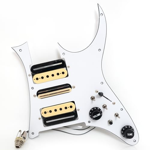 HSH Guitar Prewired Pickguard for Ibanez RG Loaded HSH Pickguard with Alnico 5 Neck Pickup + Ceramic Bridge Humbucker, Coil Split, 5-Way Switch, 500K Pots, Prewired